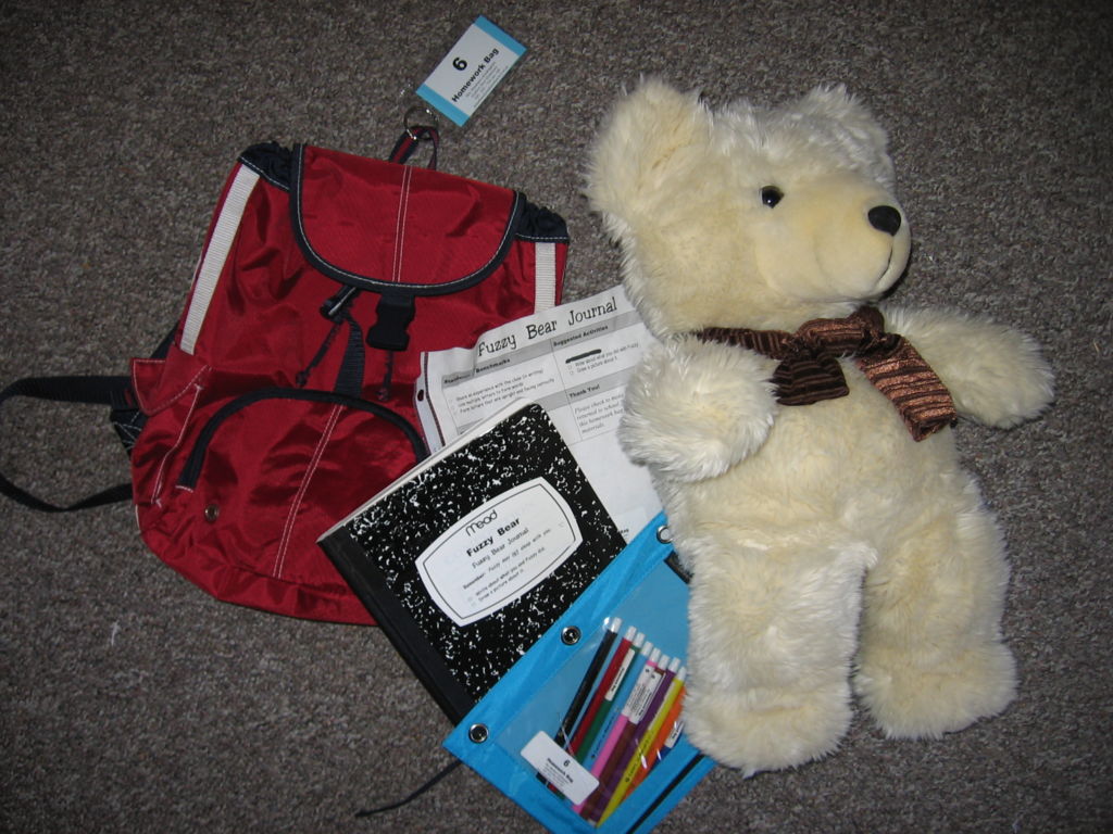 Fuzzy Bear Journal Homework Bag